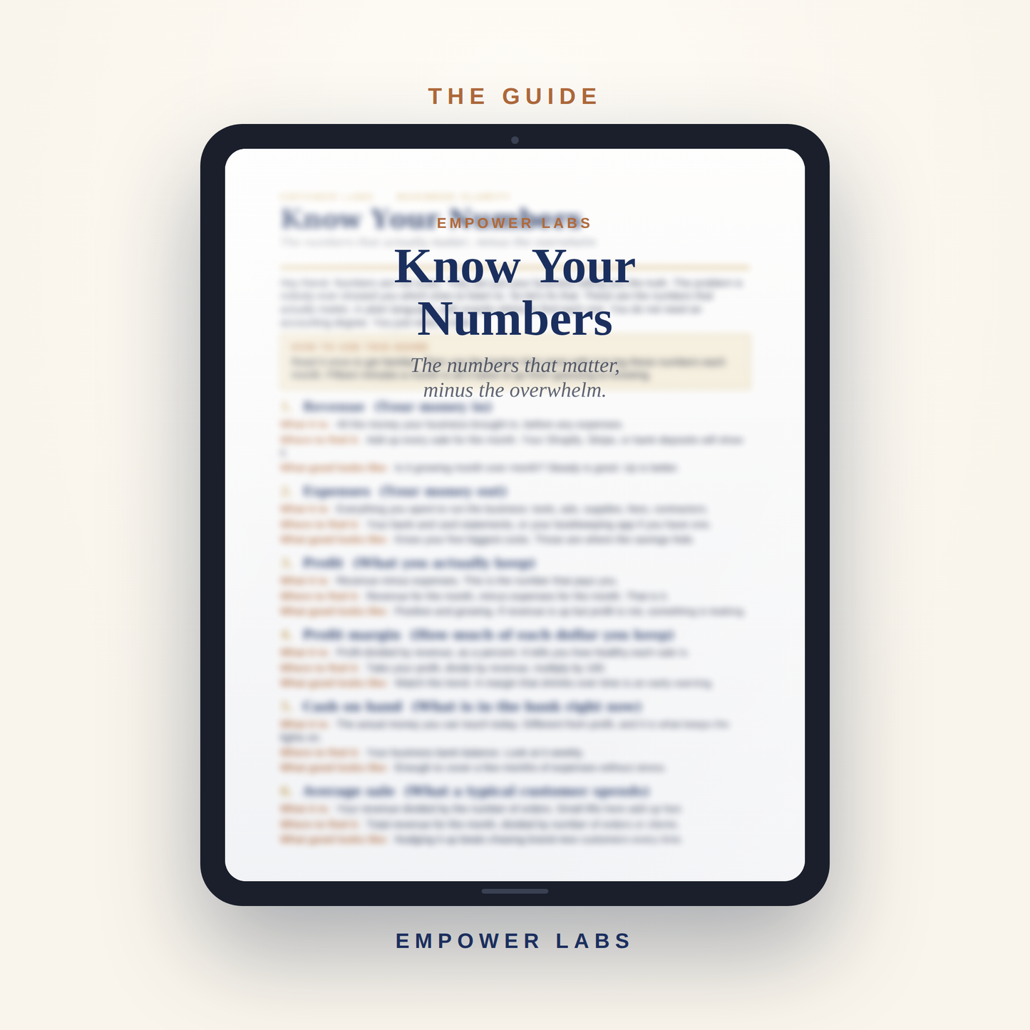 Know Your Numbers Starter